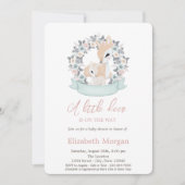 Invitation Baby shower d'aquarelle Little Deer Flowers (Devant)