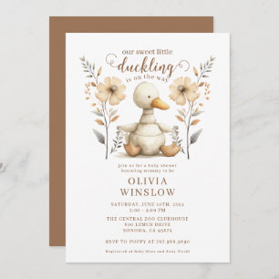 Invitation Baby shower d'aquarelle Little Duckkling