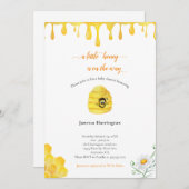 Invitation Baby shower d'aquarelle Little Honey Bee (Devant / Derrière)