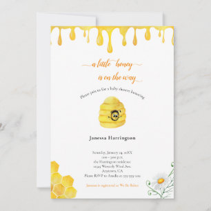 Invitation Baby shower d'aquarelle Little Honey Bee