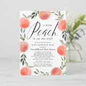 Invitation Baby shower d'aquarelle Little Peach par courrier (Debout devant)