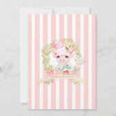 Invitation Baby shower d'aquarelle Little Piggy (Dos)