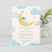 Invitation Baby shower d'aquarelle Little Star Moon (Debout devant)