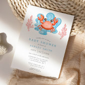 Invitation Baby shower d'aquarelle marine du crabe