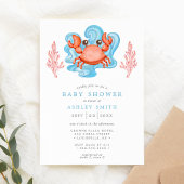 Invitation Baby shower d'aquarelle marine du crabe