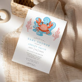 Invitation Baby shower d'aquarelle marine du crabe