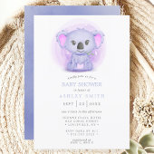 Invitation Baby shower d'aquarelle mauve Koala mignonne Whims