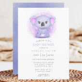 Invitation Baby shower d'aquarelle mauve Koala mignonne Whims