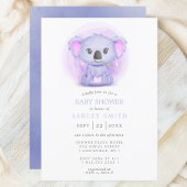 Invitation Baby shower d'aquarelle mauve Koala mignonne Whims