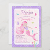 Invitation Baby shower d'aquarelle mauve-rose (Devant)