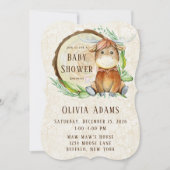Invitation Baby shower d'aquarelle mignonne d'orignal (Devant)