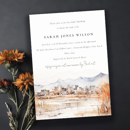 Invitation Baby shower d'aquarelle minimal Salt Lake City Uta