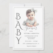 Invitation Baby shower d'aquarelle moderne (Devant)