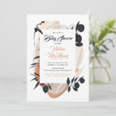 Invitation Baby shower d'aquarelle moderne asiatique en encre (Debout devant)