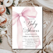 Invitation Baby shower d'aquarelle moderne Blush Rose Bow Gir