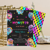 Invitation Baby shower d'aquarelle moderne Little Monsters