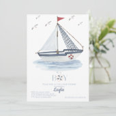 Invitation Baby shower d'aquarelle nautique (Debout devant)