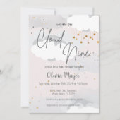 Invitation Baby shower d'aquarelle Neuf nuages neutres selon (Devant)