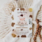 Invitation Baby shower d'aquarelle neutre de la vache Sainte