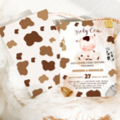 Invitation Baby shower d'aquarelle neutre de la vache Sainte