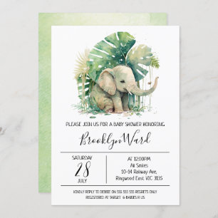 Invitation Baby shower d'aquarelle neutre pour les éléphants