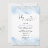 Invitation Baby shower d'aquarelle or et bleu (Devant)