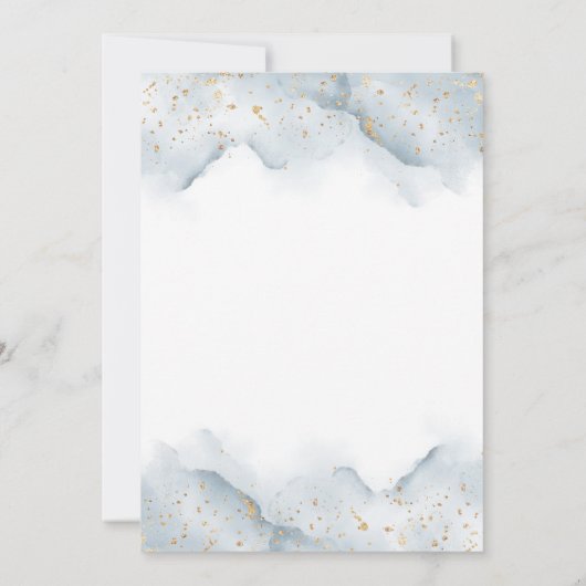 Invitation Baby shower d'aquarelle or et bleu Dusty (Dos)