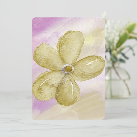 Invitation Baby shower d'aquarelle or violet (Debout devant)