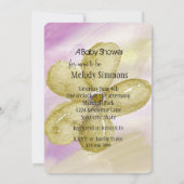 Invitation Baby shower d'aquarelle or violet (Dos)