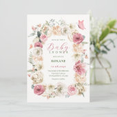 Invitation baby shower d'aquarelle pastel rose (Debout devant)