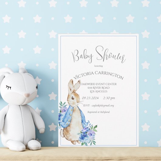 Invitation Baby shower d'aquarelle Peter Rabbit