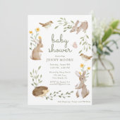Invitation Baby shower d'aquarelle pour animaux de bois (Debout devant)