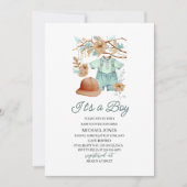 Invitation Baby shower d'aquarelle pour bébé linge de garçon (Devant)