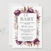 Invitation Baby shower d'aquarelle pourpre (Devant)