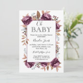 Invitation Baby shower d'aquarelle pourpre (Debout devant)
