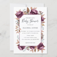 Invitation Baby shower d'aquarelle pourpre