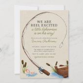 Invitation Baby shower d'aquarelle Reel Excité Fisherman (Devant)