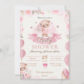 Invitation Baby shower d'aquarelle rose (Devant)