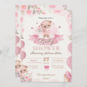Invitation Baby shower d'aquarelle rose (Devant / Derrière)