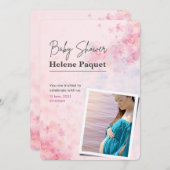 Invitation Baby shower d'aquarelle rose (Devant / Derrière)