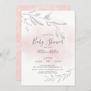 Invitation Baby shower d'aquarelle rose