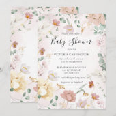 Invitation Baby shower d'aquarelle rose (Devant / Derrière)