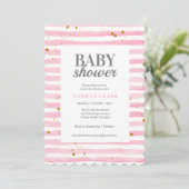 Invitation Baby shower d'aquarelle rose (Debout devant)