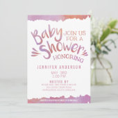 Invitation Baby shower d'aquarelle rose bébé (Debout devant)