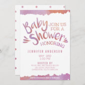 Invitation Baby shower d'aquarelle rose bébé (Devant / Derrière)