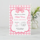 Invitation Baby shower d'aquarelle rose blanc (Debout devant)