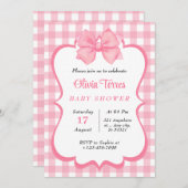 Invitation Baby shower d'aquarelle rose blanc (Devant / Derrière)