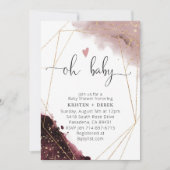 Invitation Baby shower d'aquarelle Rose bordeaux et poussiére (Devant)