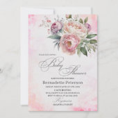 Invitation Baby shower d'aquarelle rose clair (Devant)