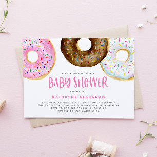 Invitation Baby shower d'aquarelle rose et chocolat pour les 